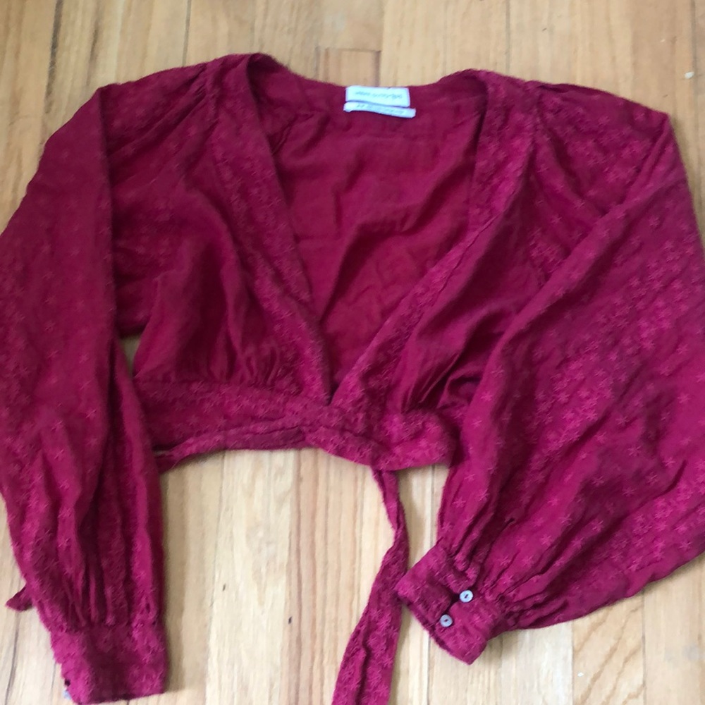 Red urban outfitters crop tied top